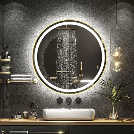 Smart Touch LED-speil med ramme i aluminiumslegering